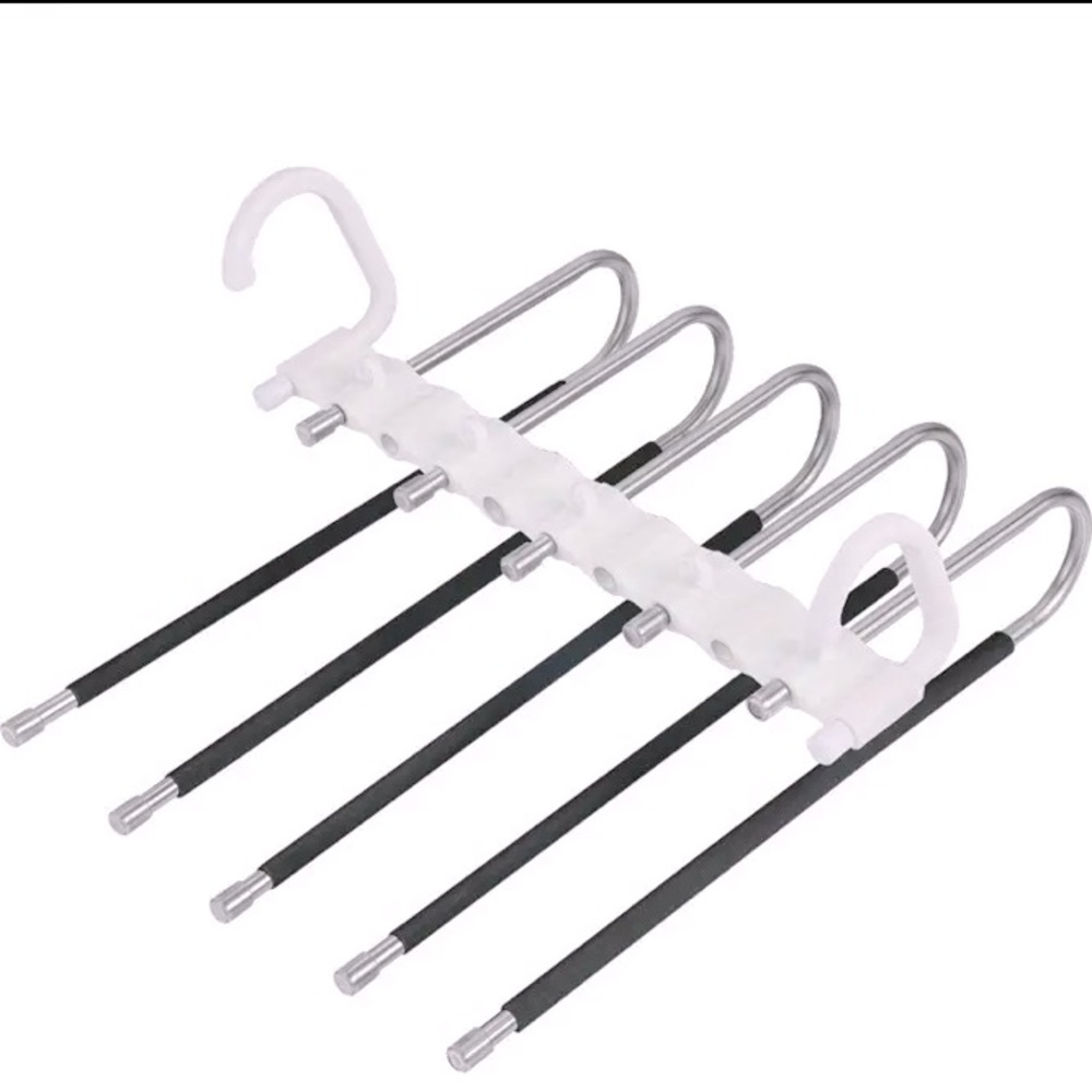 Space Saving Pants Hangers NonSlip Clothes Organizer 5 Layered Rack Scarf Jeans